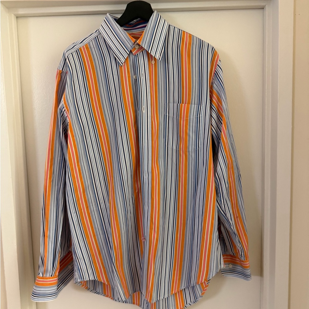 J McLaughlin Shirt Men’s Large Striped  Button Down